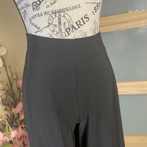 Susan Lawrence Capris Wide Leg Size Small Womens Black Dress Pull On Pants - Picture 2 of 7